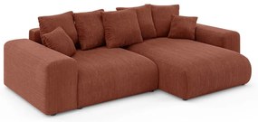 Divano angolare color mattone allungabile/con contenitore (con composizione variabile) con rivestimento in velluto a coste Luma – Ropez