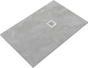 Piatto doccia SANYCCES in resina STRATO bianco L 90 x L 90 x H 2.7 cm opaco effetto pietra