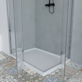 Box Doccia angolare 140X90 cm opaco apertura scorrevole Faggio