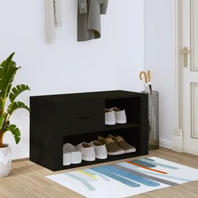 Scarpiera Nera 80x35x45 Cm İn Legno Multistrato /