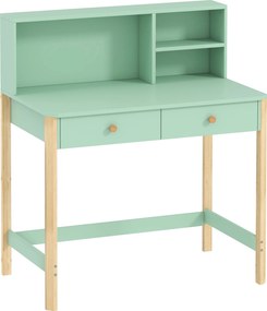 Scrivania per Bambini 5-12 Anni 90x52x105 cm con 3 Ripiani e 2 Cassetti in Legno Verde...