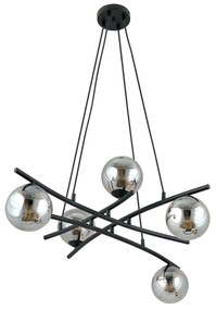 Lampadario Moderno Cadmo Acciaio Nero Grigio 5 Luci E14 Ip20