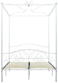 Letto a baldacchino bianco in metallo 140x200 cm