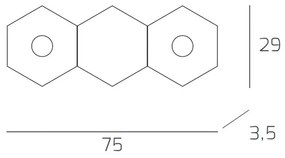 Plafoniera Moderna 3 Moduli Hexagon Metallo Foglia Rame 2 Luci Led 12X2W