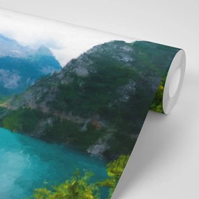 Carta da parati – Lago montano dipinto