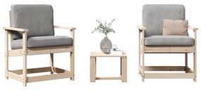 Set Salotto Da Giardino 3 Pz İn Legno Massello Di Pino /