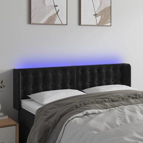 Testiera A Led Nera 147x16x78/88 Cm İn Velluto /