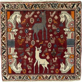 Shiraz Tappeto persiano 70x70 Rosso (Iran) Annodato A Mano