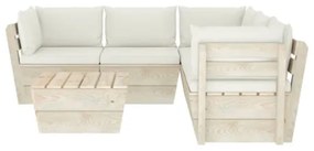 Set Divani da Giardino su Pallet 6 pz con Cuscini Legno Abete