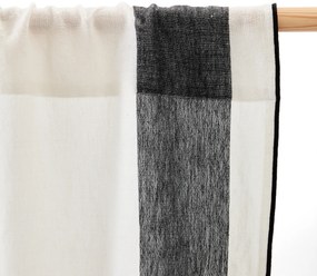 Kave Home - Tenda Maileth in cotone e lino bianco con riga laterale nera