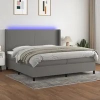 Letto a Molle Materasso e LED Grigio Scuro 200x200cm in Tessuto 3138182