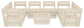 Set Divani da Giardino su Pallet 9 pz in Legno Abete Impregnato