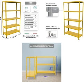 Scaffale in Metallo 5 Ripiani 100x40x187 cm  Ettore Giallo...