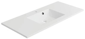 Lavabo integrale a incasso bacino al centro rettangolare Neo L 106 x H 11.2 x P 48.5 cm in composito minerale di resina gelificata bianco