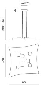 Sospensione Contemporanea Isotta Metallo E Alluminio Bianco 3+7 Luci Gx53