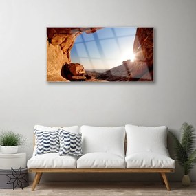 Quadro acrilico Roccia, sole, paesaggio 100x50 cm