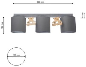 Plafoniera per bambini BEAR 3xE27/60W/230V