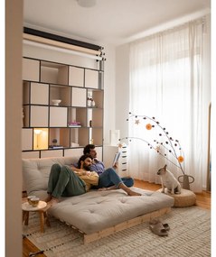 Divano greige allungabile con rivestimento in lino 140 cm Roots Carob – Karup Design