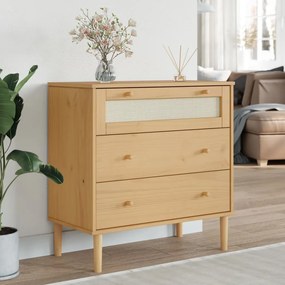 Cassettiera Senja Aspetto Rattan Marrone 80x40x80 Cm Legno Pino /