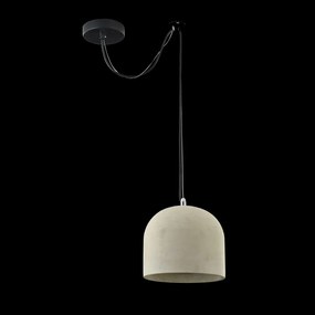 Lampadario Industrial Broni Metallo Nero 1 Luce Diffusore Calcestruzzo Grigio