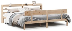 Letto Senza Materasso 200x200 Cm İn Legno Massello Di Pino /
