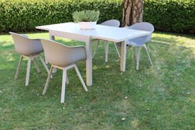 JERRI - set tavolo in alluminio cm 90/180 x 90 x 75 h con 4 poltrone Jessie