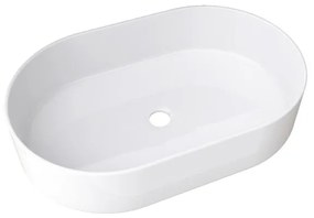 Lavabo da appoggio Trapani ovale in ceramica L 60.5 x H 12.5 x P 38 cm bianco lucido