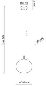 TK Lighting Lampada a sospensione Vibe, vetro bianco opalino, Ø 20 cm
