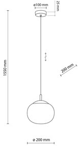 TK Lighting Lampada a sospensione Vibe, vetro bianco opalino, Ø 20 cm