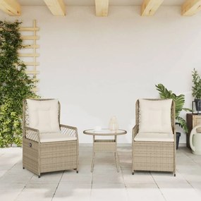 Sedie da giardino reclinabili 2 pz beige polyrattan