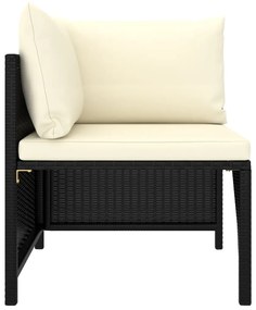 Set divani da giardino 8 pz con cuscini in polyrattan nero