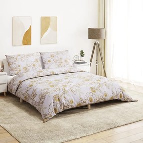 Set Copripiumino Bianco E Marrone 200x200 Cm İn Cotone /