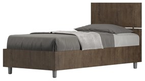 Letto singolo senza rete, con rete e contenitore 80x200 testata dritta Demas, noce / con rete