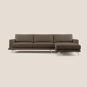 Dorian divano moderno angolare con penisola in tessuto morbido antimacchia T05 marrone 268 cm Destro