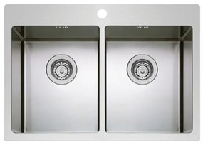 Lavello sopratop 2 vasche PYRAMIS Istros inox L 51 x L 75.5 cm argento