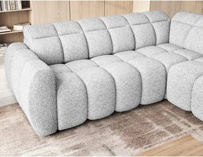 Divano angolare grigio chiaro allungabile/con contenitore (con penisola a destra/a L) e rivestimento in bouclé Falconn – ELTAP