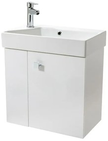 Mobile bagno sospeso salvaspazio 55 cm bianco lucido con specchio Strada