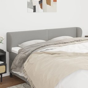 Testiera Ad Orecchio Grigio Chiaro 203x23x78/88 Cm İn Tessuto /