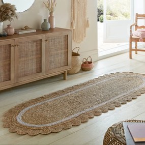 Passatoia di colore naturale/avorio in iuta tessuta a mano 80x230 cm Grace White – Flair Rugs