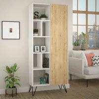 Libreria Jedda bianca con anta rovere 80,6x191 EFFEZ