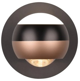 Lampada da parete a LED ø 10 cm in colore nero-rame Orbit - Trio Select