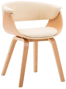 Sedia Da Pranzo İn Legno Piegato E Similpelle Crema /