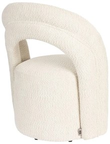 Poltrona color crema girevole con rivestimento in bouclé Seina – Dutchbone