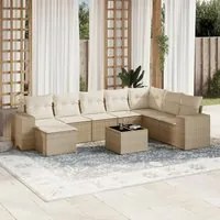 Set Divano da Giardino 9 pz con Cuscini Beige in Polyrattan 3222967