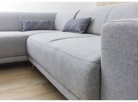 Divano angolare grigio chiaro allungabile e con contenitore (con penisola a sinistra/a L) Classy Sophie – Miuform