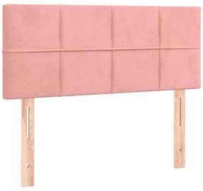 Letto a Molle con Materasso e LED Rosa 120x200 cm in Velluto