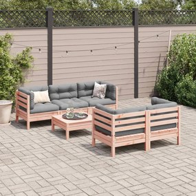 Set divani giardino 6 pz cuscini legno massello abete douglas