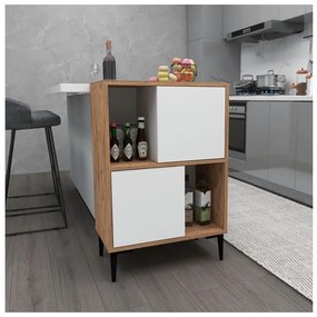 Mobile Da Cucina Multiuso Dispensa 60x35x90 Nikla Rovere E Bianco