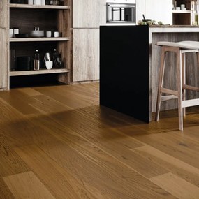 Parquet prefinito in rovere marrone Rustic verniciato e spazzolato Forte XL