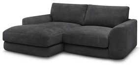 Divano angolare nero (con penisola a sinistra/con chaise lounge) con rivestimento in ciniglia Leonore – Bobochic Paris